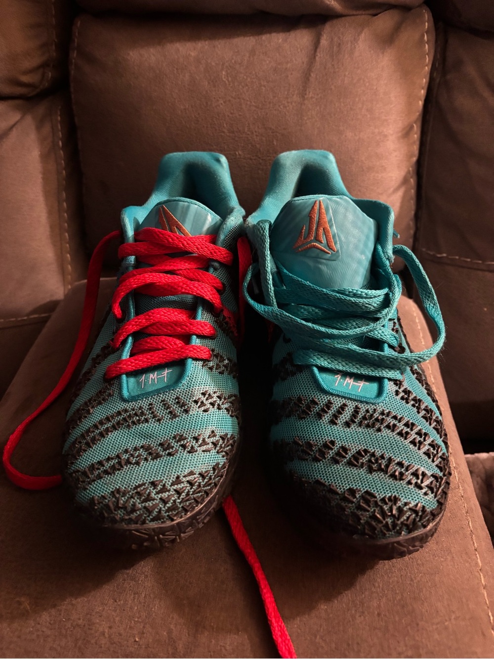 Men’s Teal Athletic Sneakers with Red Accent Laces